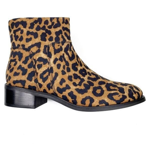 Franco Sarto Benny Fabric Ankle Bootie Camel Leopard Mobwife Size 7.5 M - Picture 1 of 15